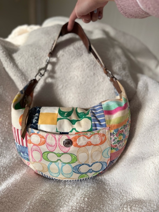 Vintage Y2K Coach Patchwork Hamptons Hobo Scribble Shoulder Bag Purse Floral - Picture 3 of 16